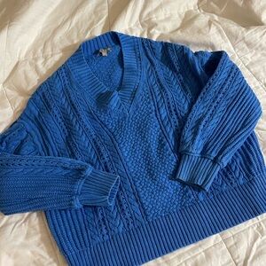J Crew Blue Cable Knit Sweater